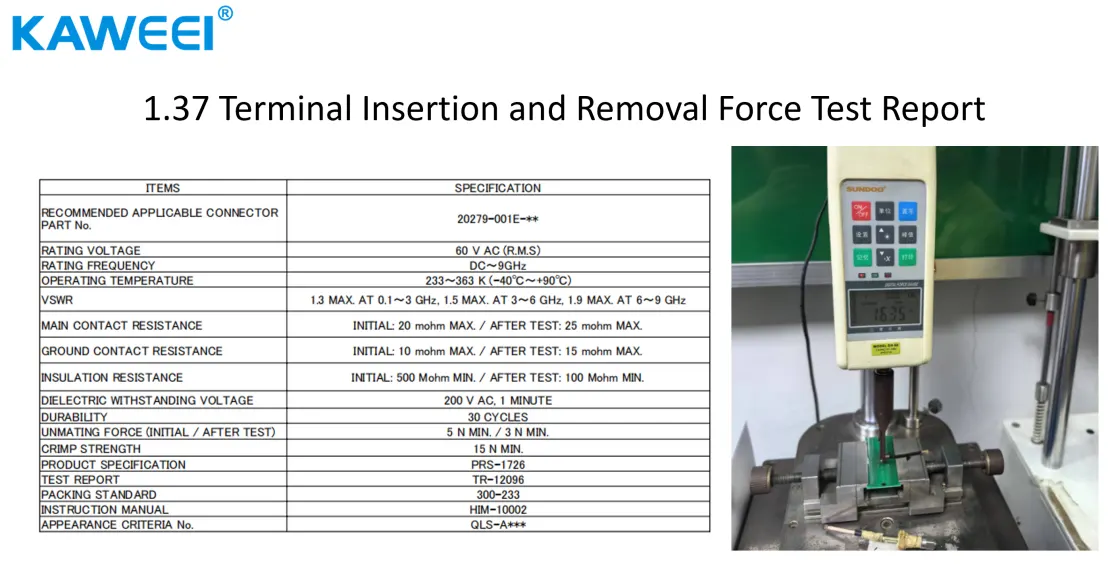 Pull-out force test report