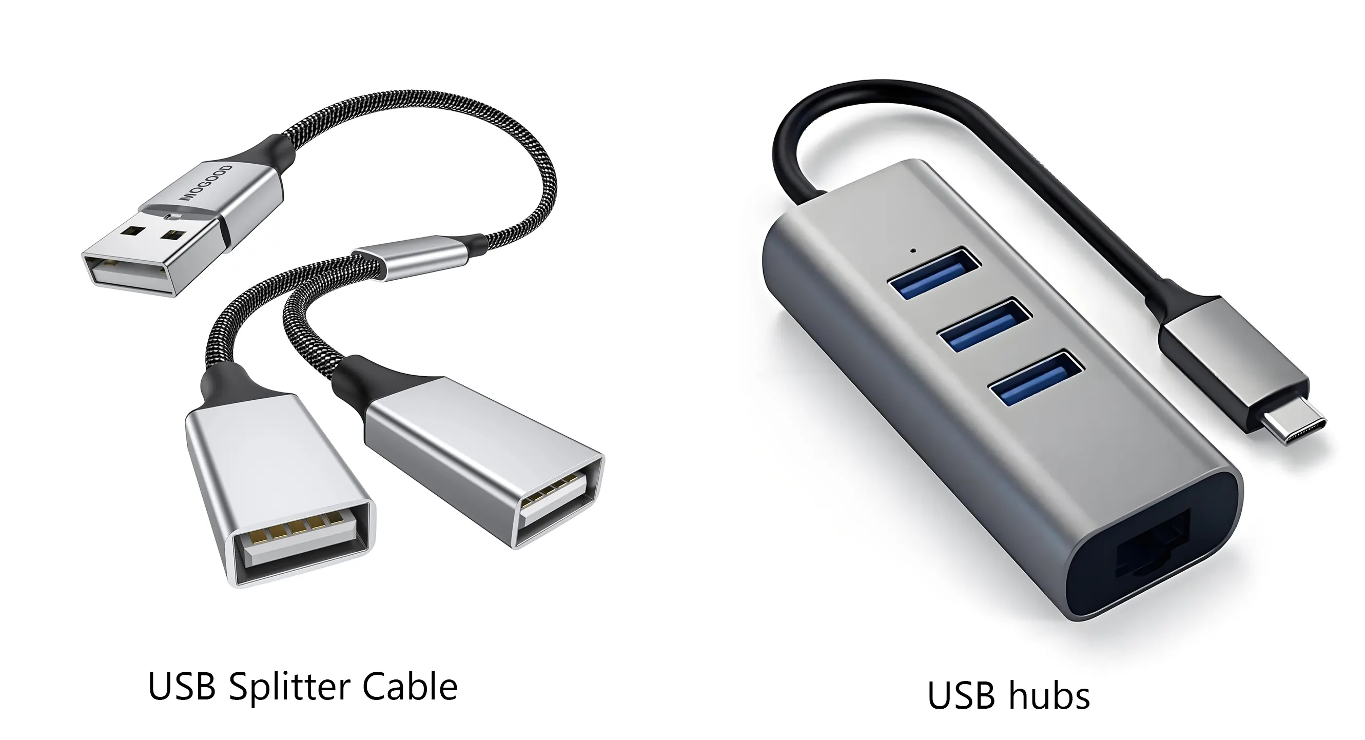 Comparison between USB splitters and hubs