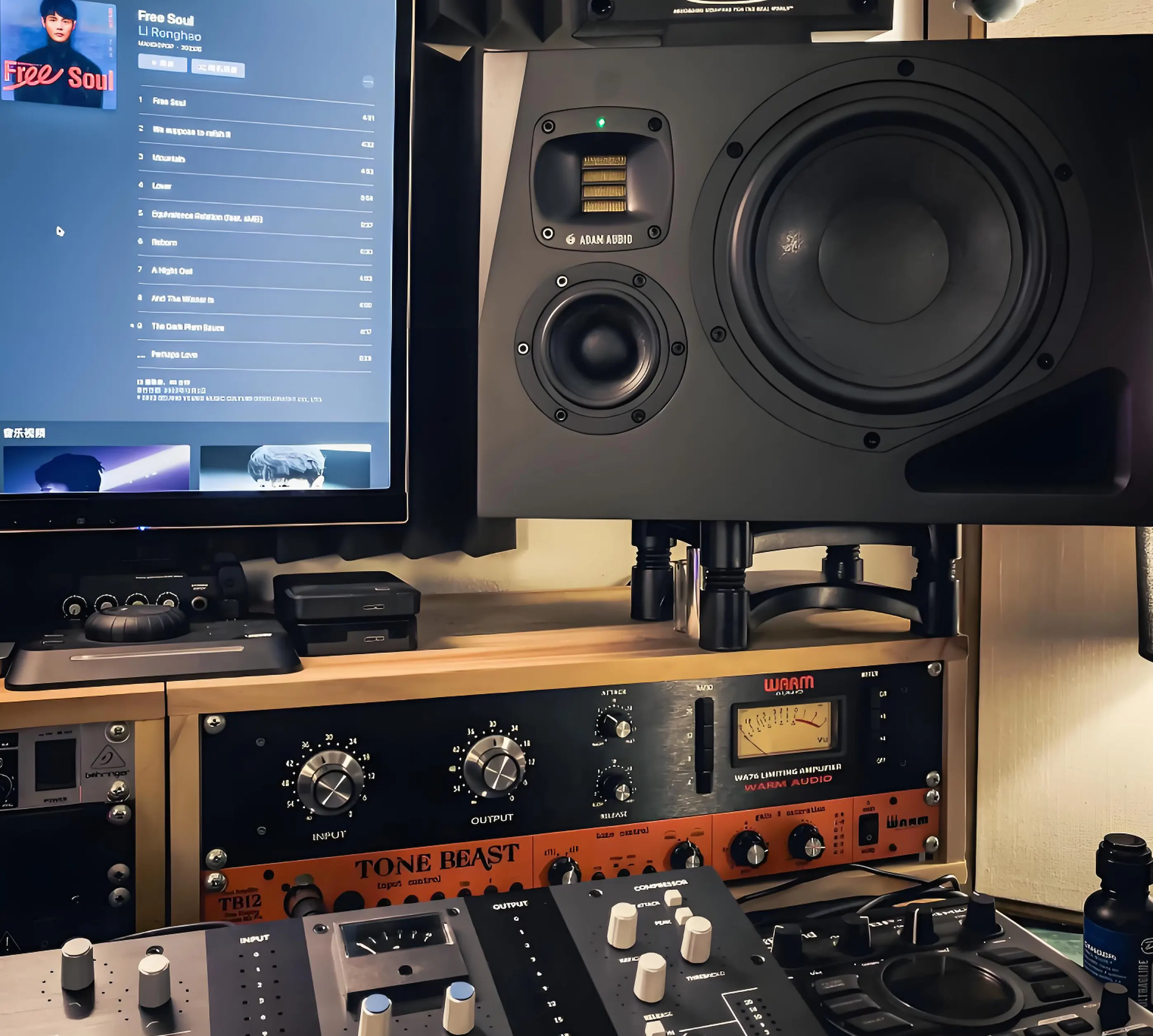 Amplifier and monitor speaker connections